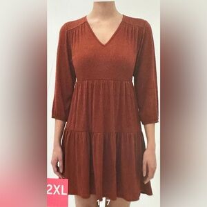 Berkley Jensen Cinnamon Rose Women’s Tiered Dress NWT XXL